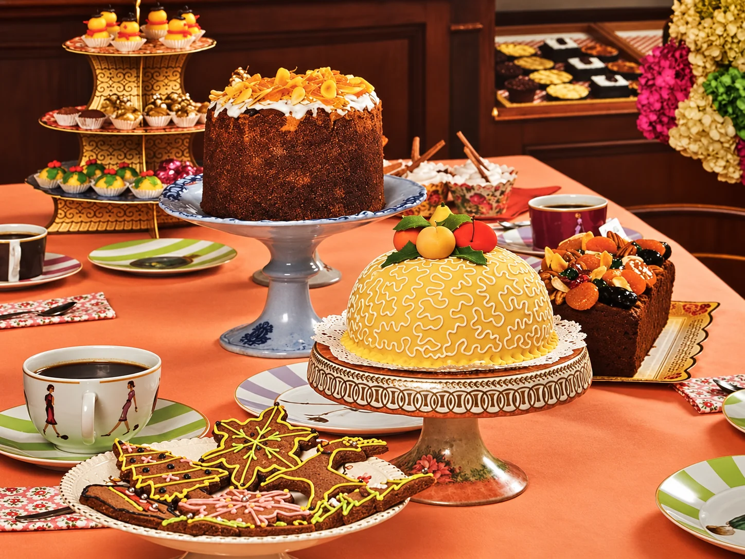 Mesa navideña de postres y galletas
